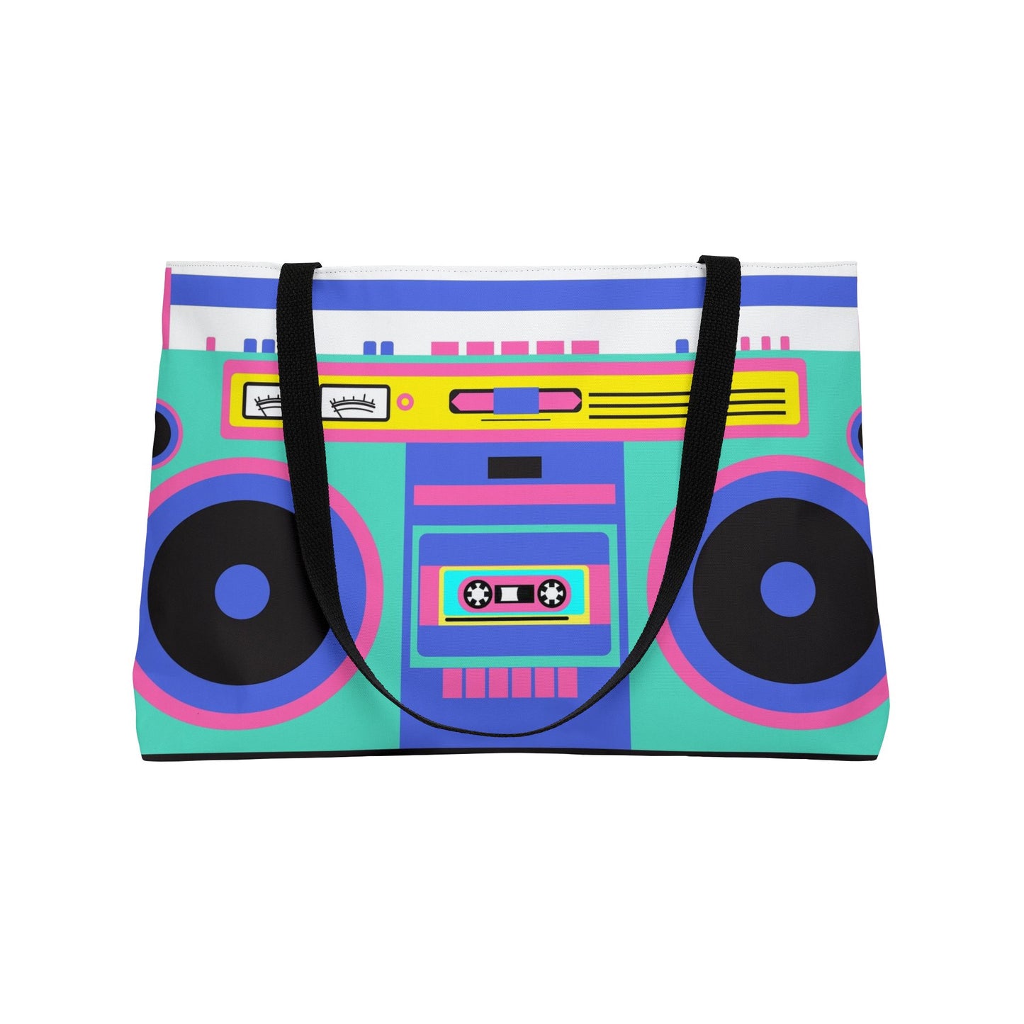 Retro Boom Box Weekender Tote Bag - Colorful Music Lover's Carryall for Travel & Beach