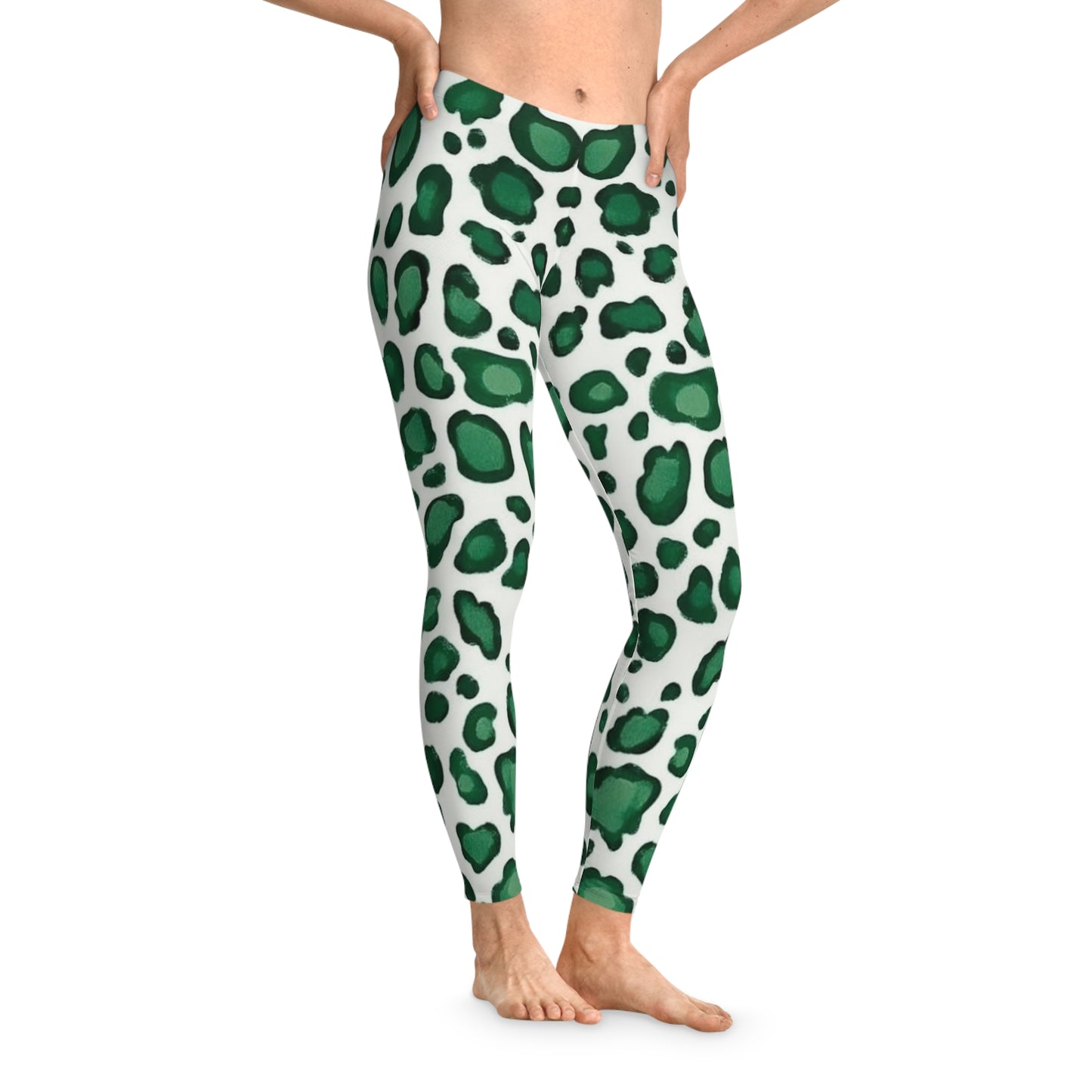 Green Leopard Print Leggings, Yoga Pants, Activewear, Fitness Leggings, Casual Wear, Trendy Workout Leggings