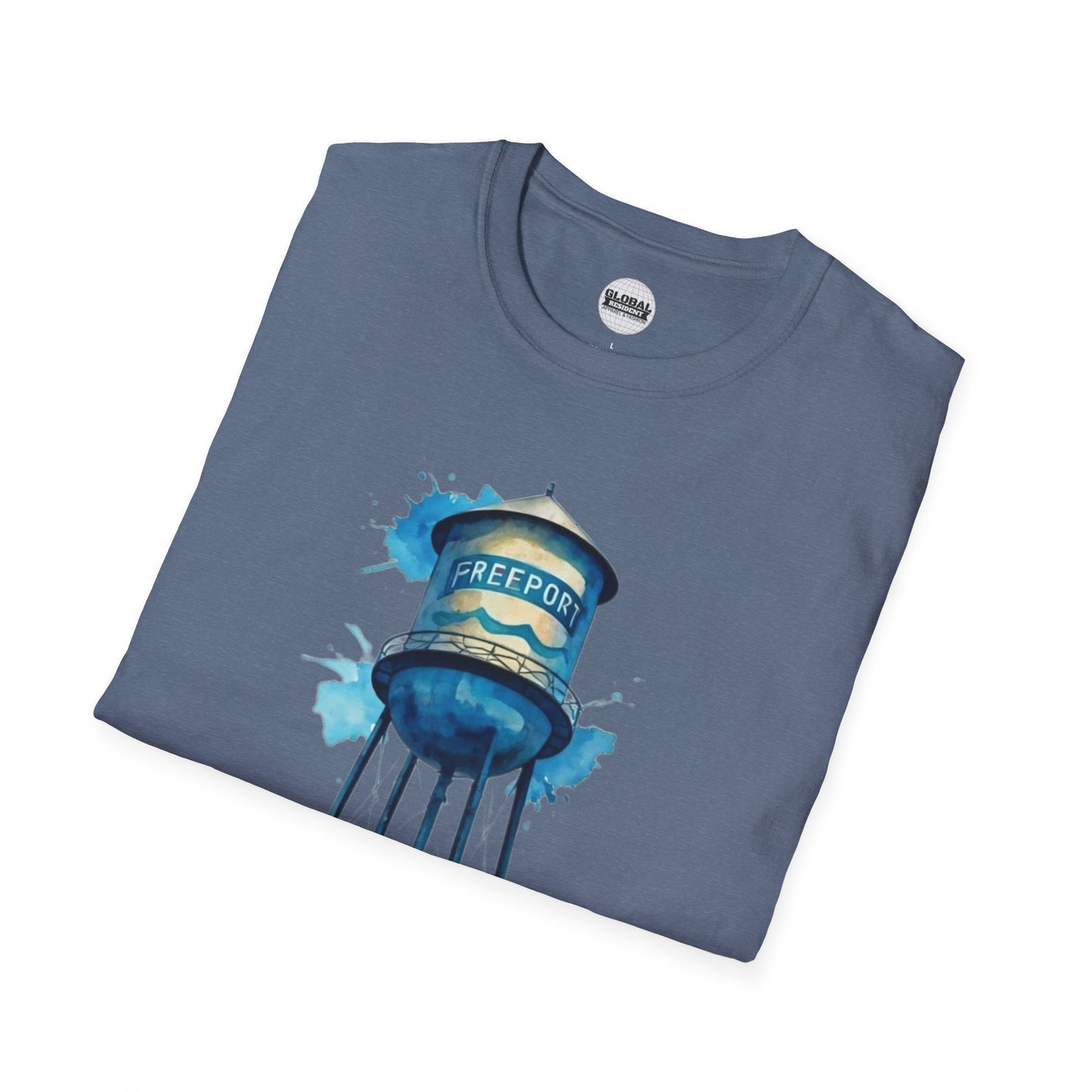Freeport Water Tower Unisex Softstyle T-Shirt - Artsy Graphic Tee for Watercolor Lovers