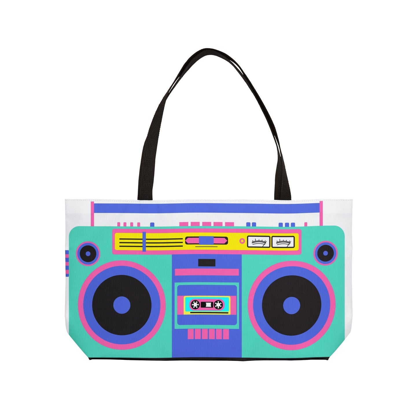 Retro Boom Box Weekender Tote Bag - Colorful Music Lover's Carryall for Travel & Beach