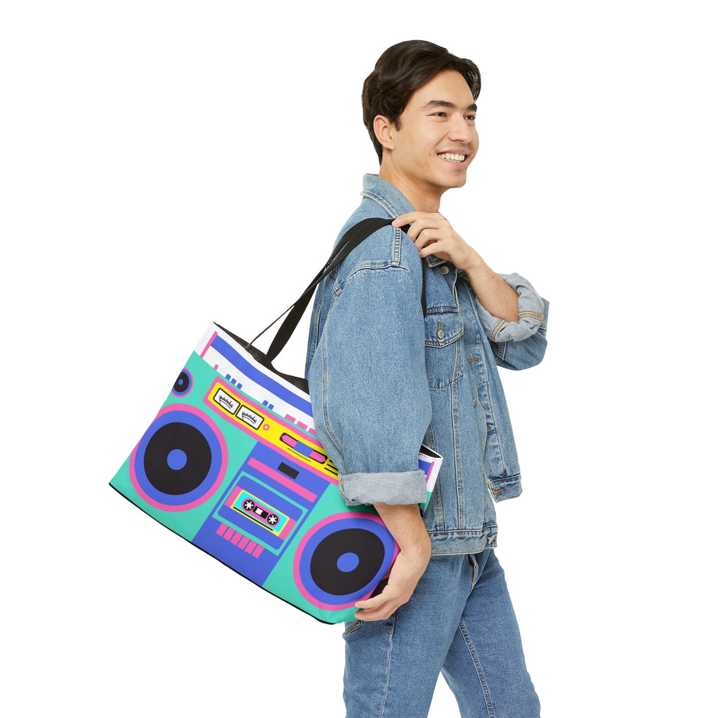 Retro Boom Box Weekender Tote Bag - Colorful Music Lover's Carryall for Travel & Beach