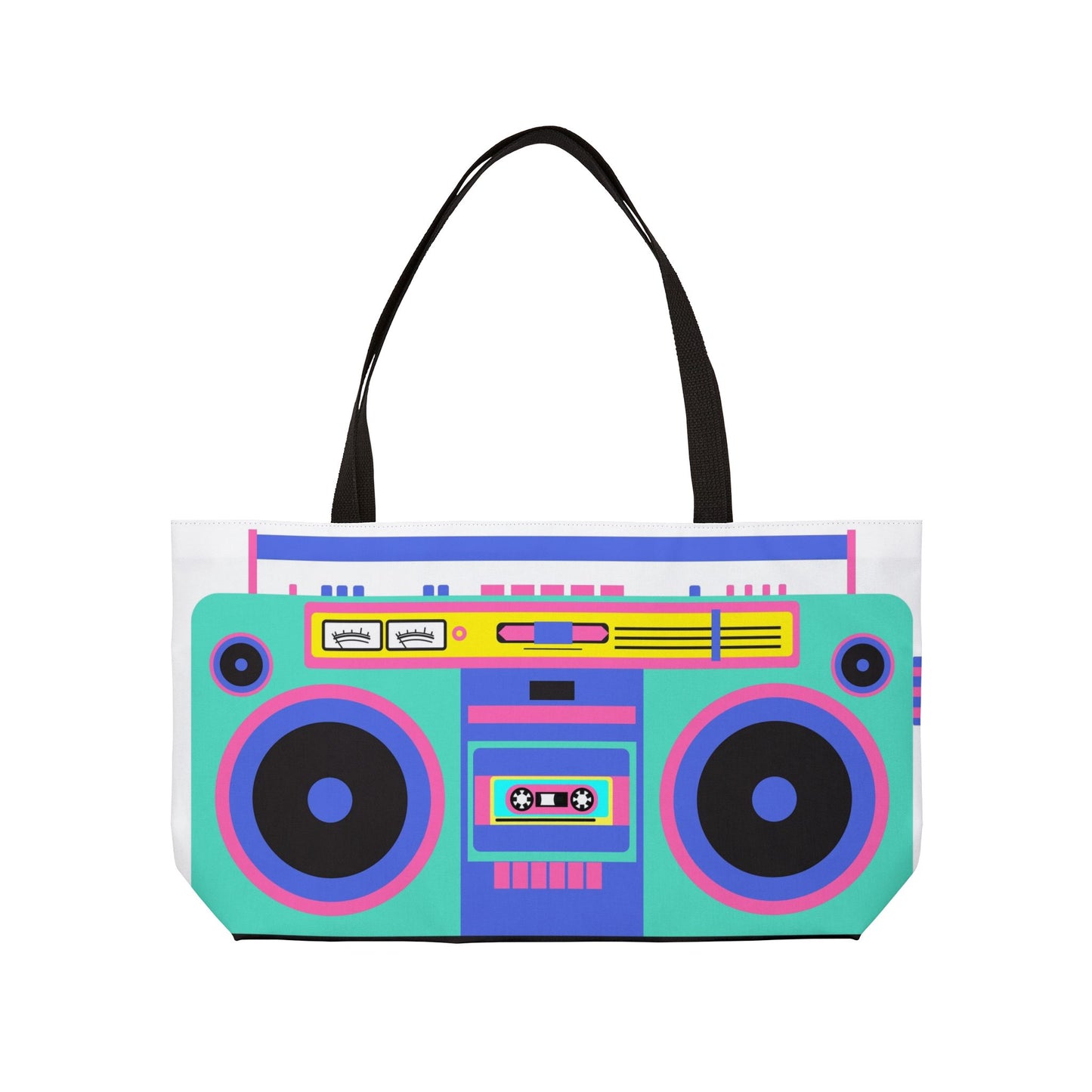 Retro Boom Box Weekender Tote Bag - Colorful Music Lover's Carryall for Travel & Beach