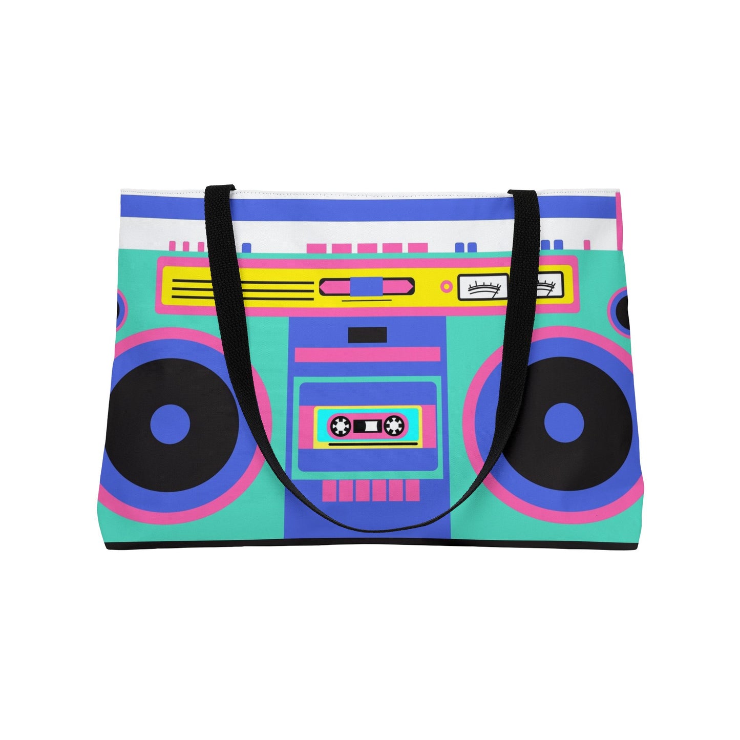 Retro Boom Box Weekender Tote Bag - Colorful Music Lover's Carryall for Travel & Beach