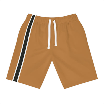 Khaki BW Stripe Athletic Long Shorts