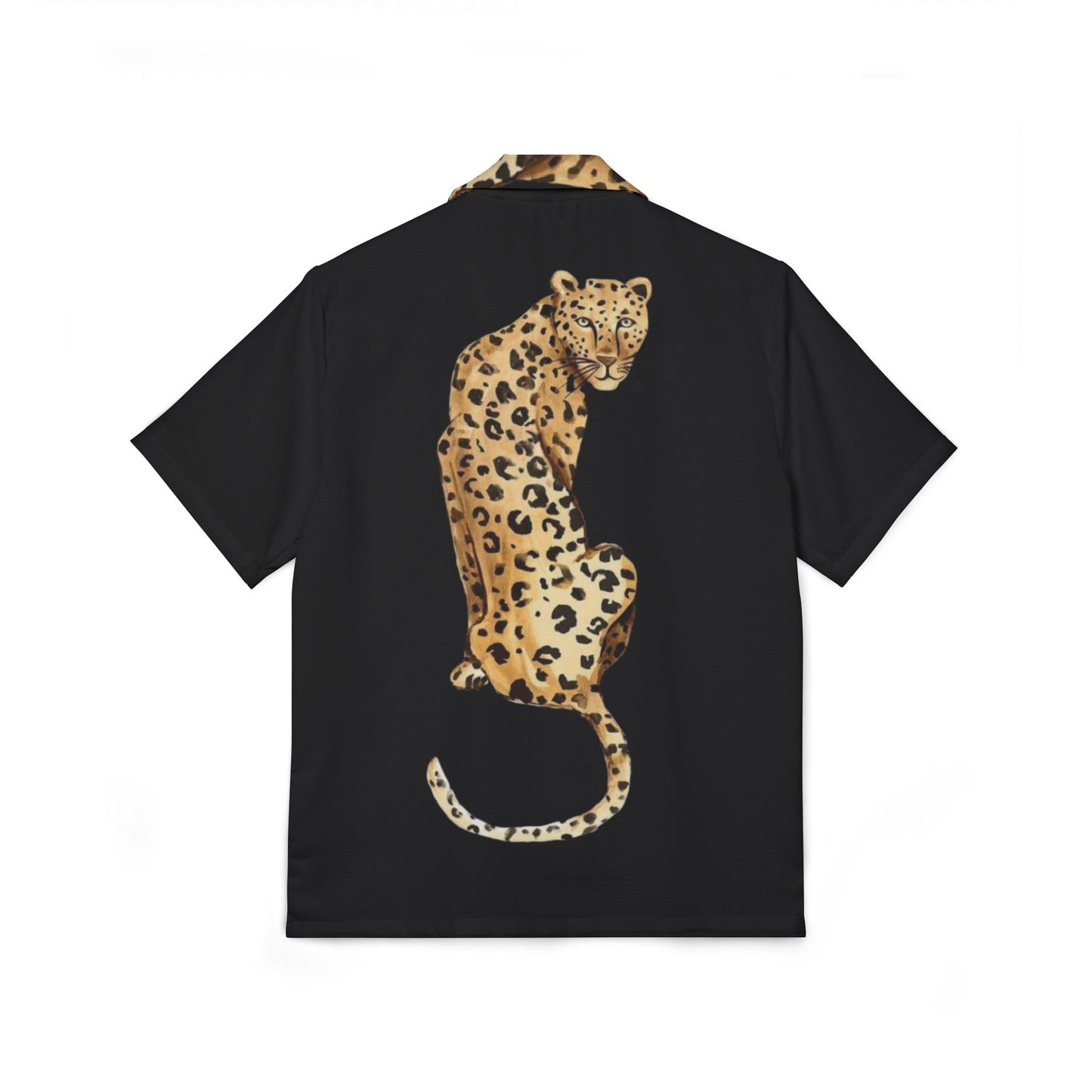 Men's Leopard Back Print Hawaiian Camp Shirt