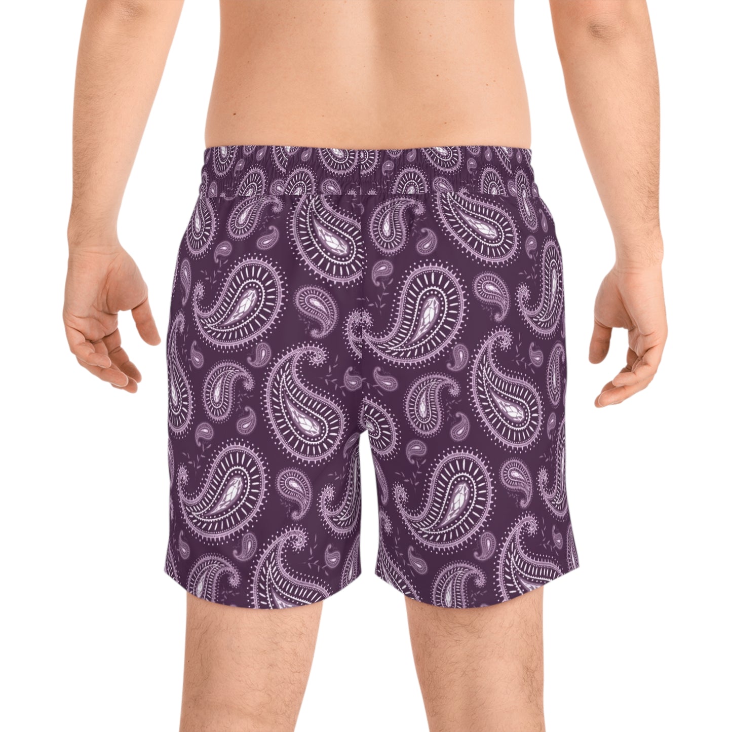 Purple Paisley Print Swim Trunks