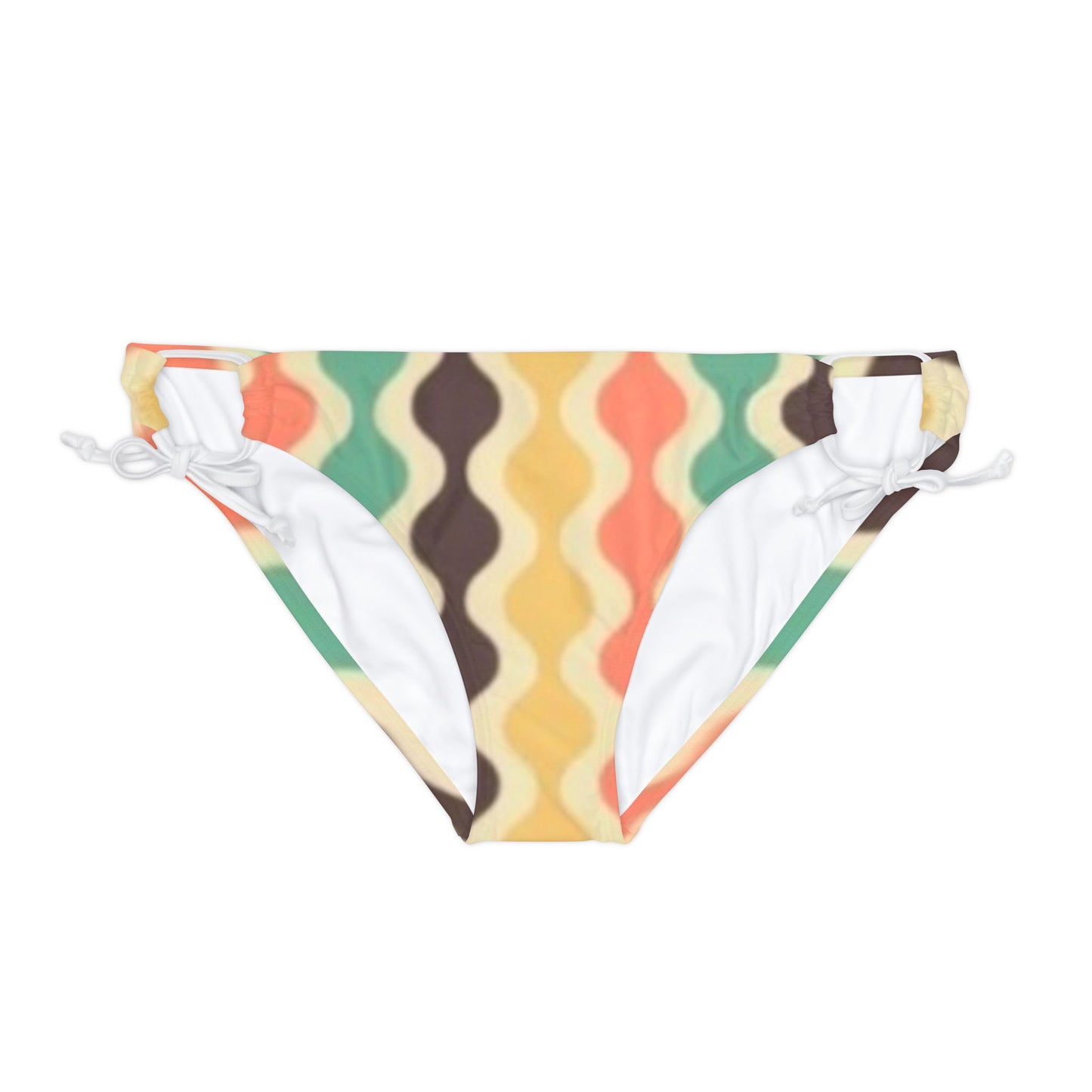 70's Yellow Spectrum Print Loop Tie Side Bikini Bottom