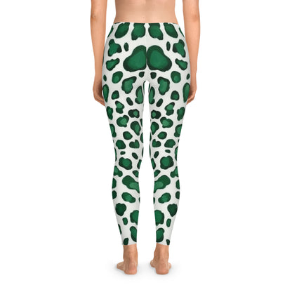 Green Leopard Print Leggings, Yoga Pants, Activewear, Fitness Leggings, Casual Wear, Trendy Workout Leggings