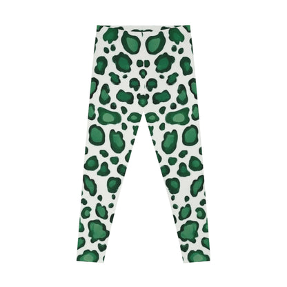 Green Leopard Print Leggings, Yoga Pants, Activewear, Fitness Leggings, Casual Wear, Trendy Workout Leggings