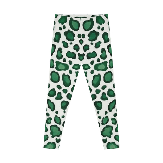 Green Leopard Print Leggings, Yoga Pants, Activewear, Fitness Leggings, Casual Wear, Trendy Workout Leggings