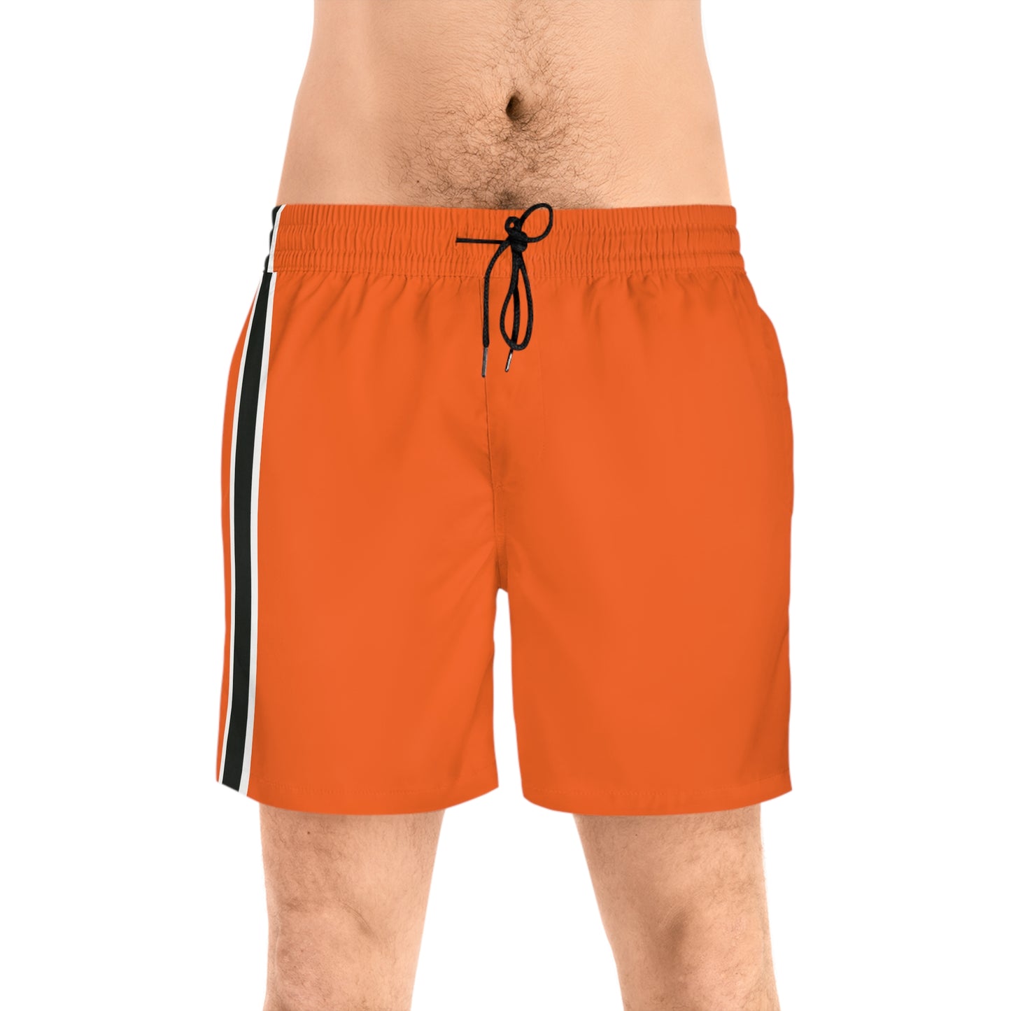 Orange BW Stripe Swim Trunks