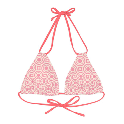 Pretty Pink Print Strappy Triangle Bikini Top