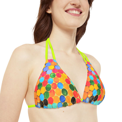 Cape Verdean Print Strappy Triangle Bikini Top