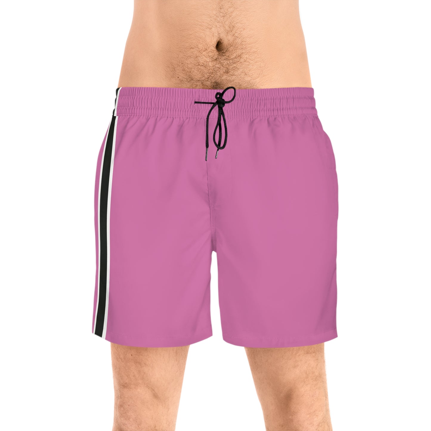 Pink BW Stripe Swim Trunks