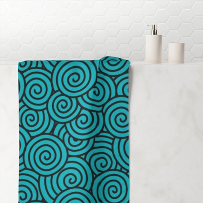 Turquoise Print Mink-Cotton Towel