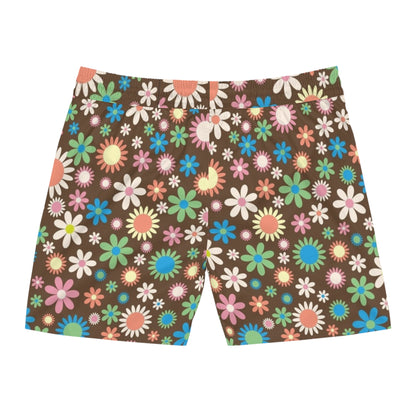 Flower Power Print Swim Trunks