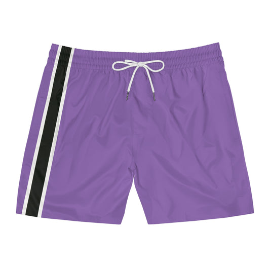 Light Purple BW Stripe Swim Trunks