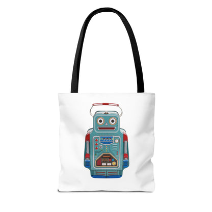 Retro Robot Tote Bag, Fun Eco-Friendly Shopping Bag, Gift for Tech Lovers, Cute Reusable Bag, Quirky Robot Design