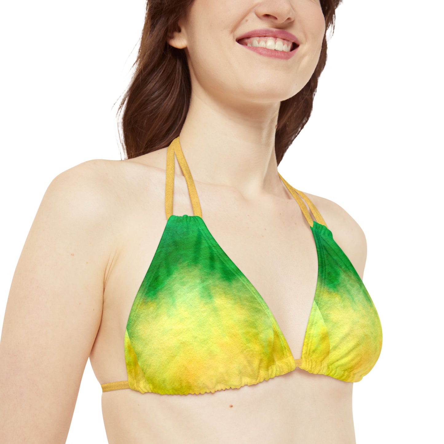 Yellow to Green Fade Strappy Triangle Bikini Top