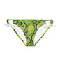 Green Yellow Black Paisley Print Loop Tie Side Bikini Bottom