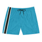 Turquoise BW Stripe Swim Trunks