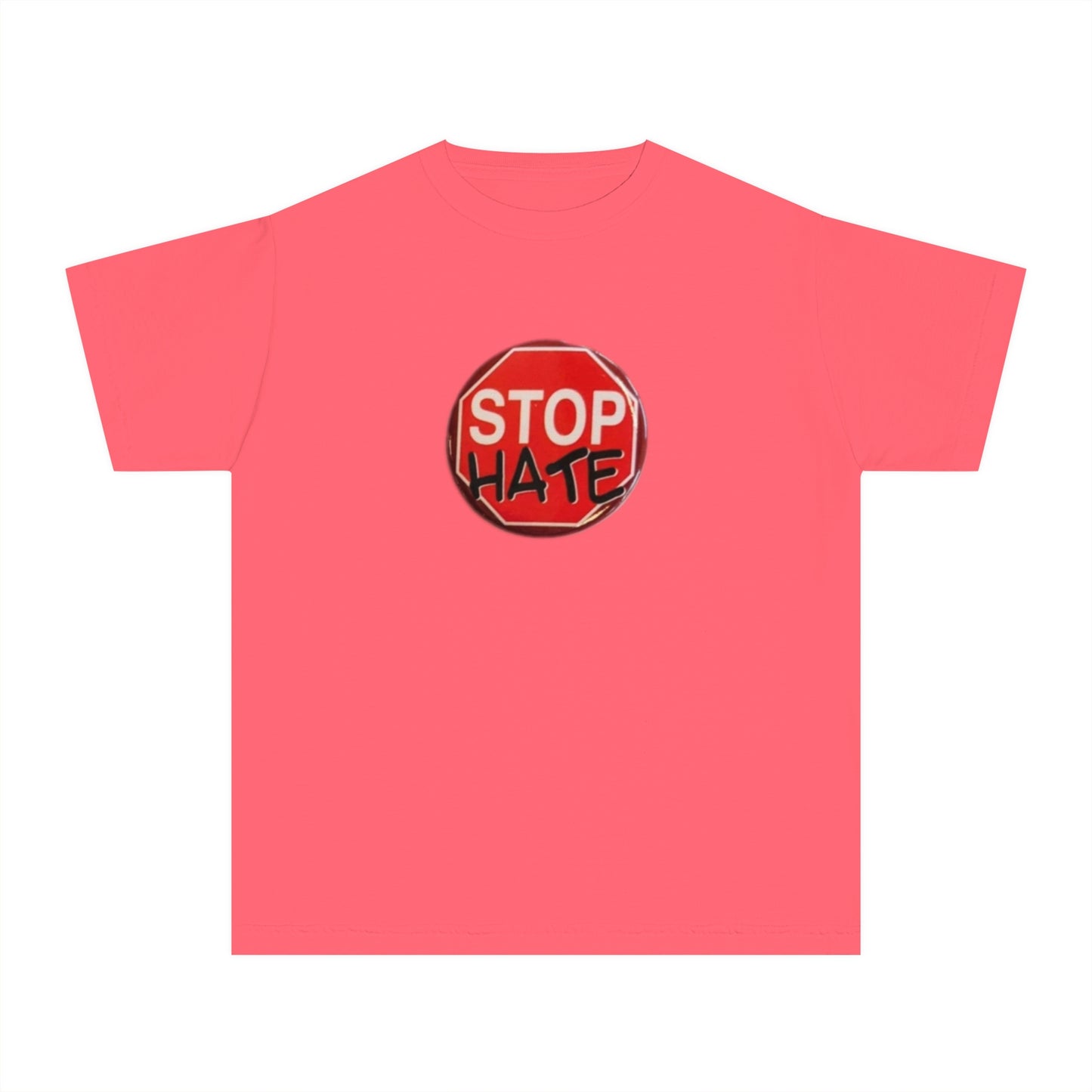 Youth Stop Hate Button Tee