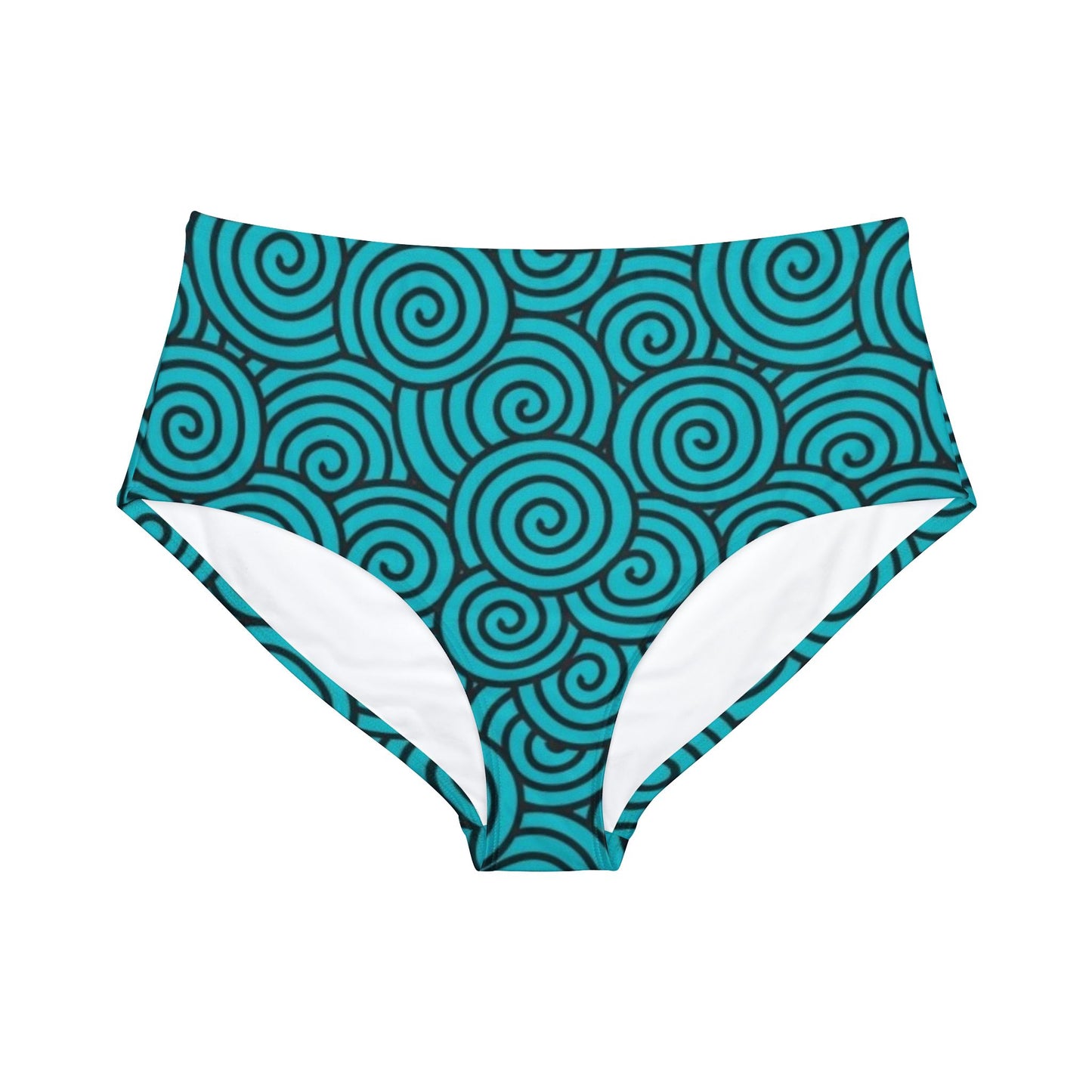 Turquoise Print High-Waist Hipster Bikini Bottom