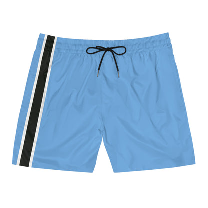 Light Blue BW Stripe Swim Trunks