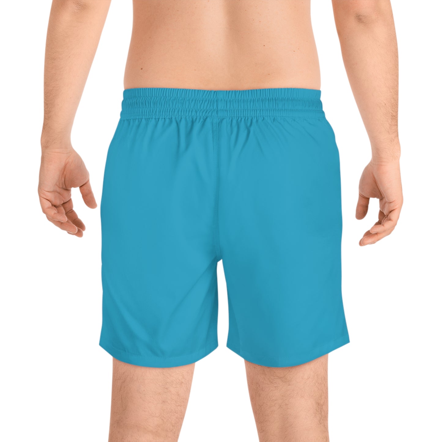 Turquoise BW Stripe Swim Trunks