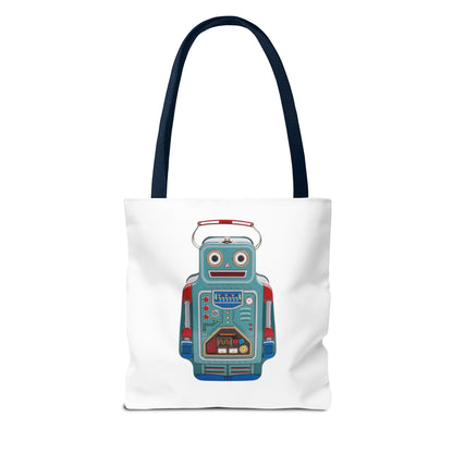 Retro Robot Tote Bag, Fun Eco-Friendly Shopping Bag, Gift for Tech Lovers, Cute Reusable Bag, Quirky Robot Design