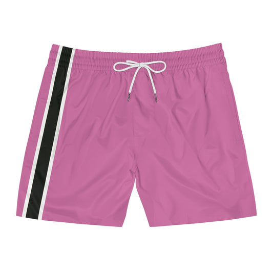 Pink BW Stripe Swim Trunks