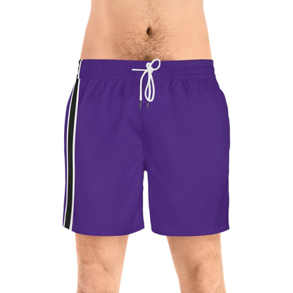 Purple BW Stripe Swim Trunks