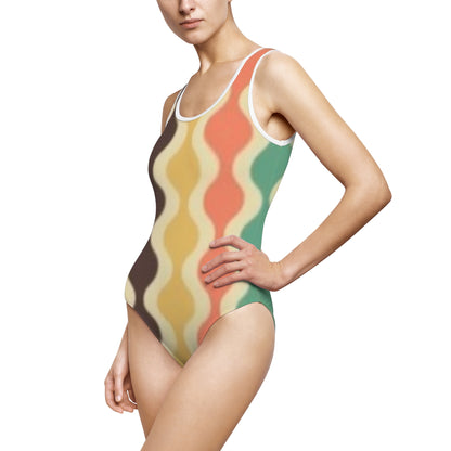 Yellow Spectrum Print Women's Classic One-Piece Swimsuit