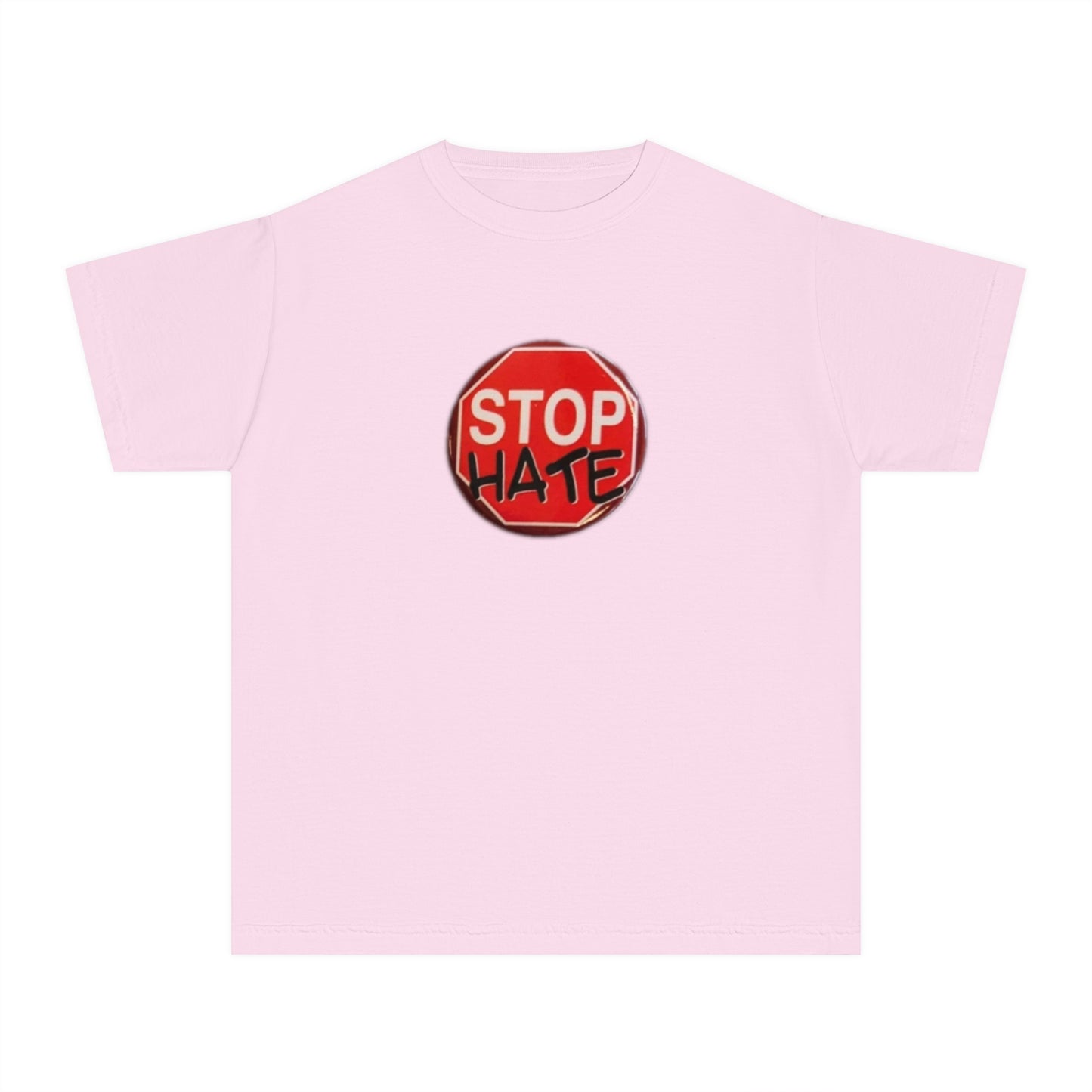 Youth Stop Hate Button Tee