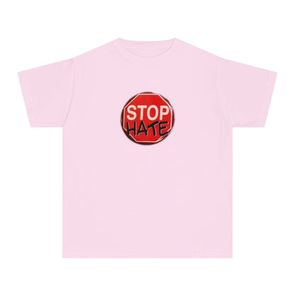 Youth Stop Hate Button Tee