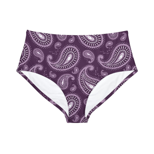 Purple Paisley High-Waist Hipster Bikini Bottom