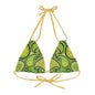 Green Yellow Black Paisley Print Strappy Triangle Bikini Top