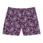 Purple Paisley Print Swim Trunks