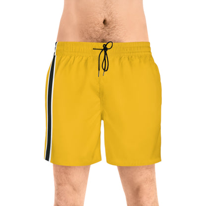 Yellow BW Stripe Swim Trunks