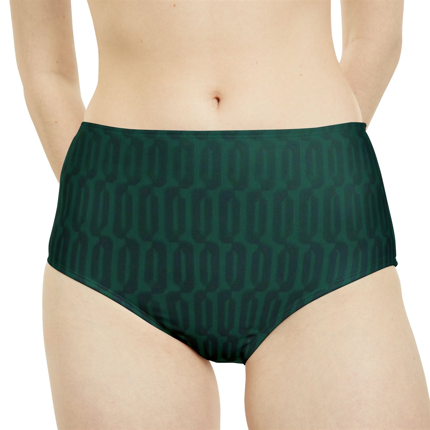 Green Black Link High-Waist Hipster Bikini Bottom