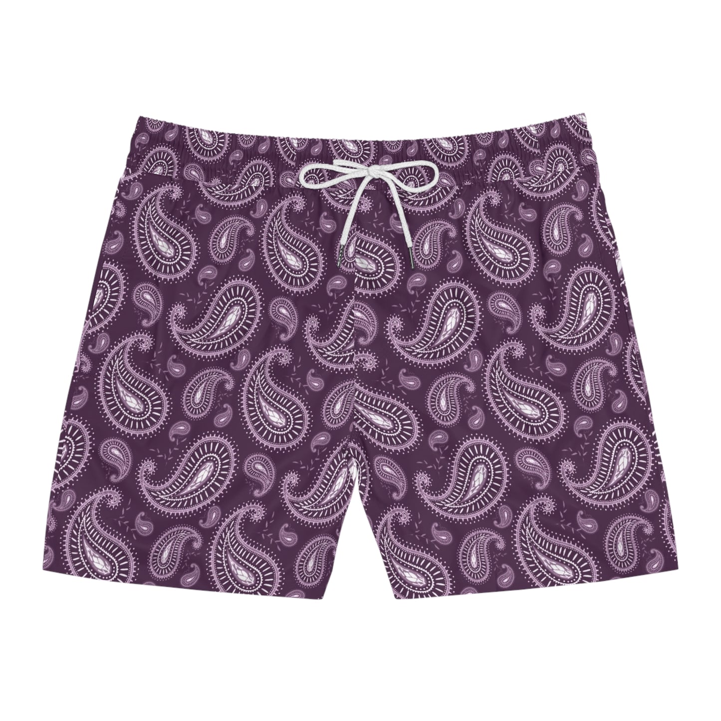 Purple Paisley Print Swim Trunks