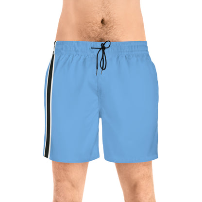 Light Blue BW Stripe Swim Trunks