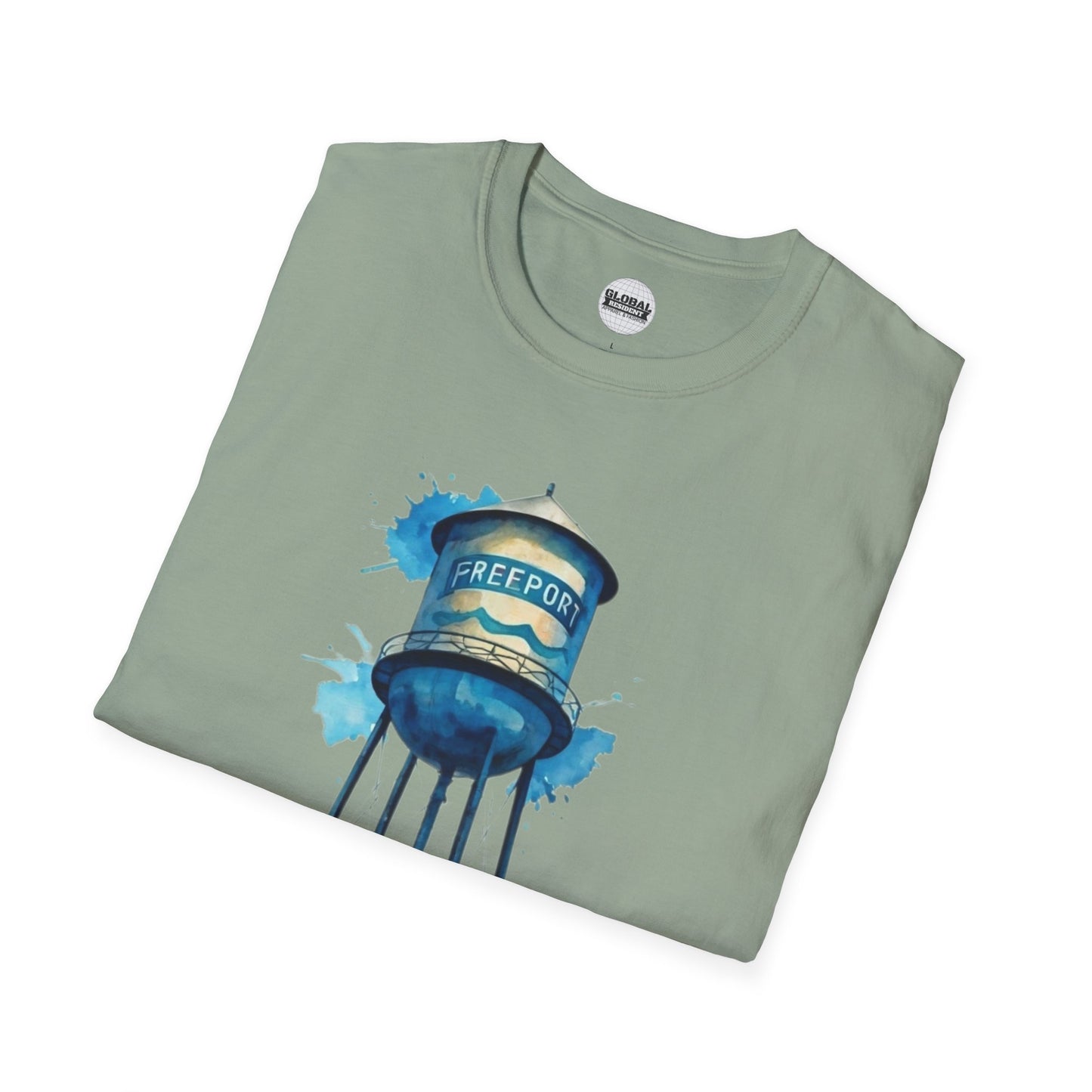 Freeport Water Tower Unisex Softstyle T-Shirt - Artsy Graphic Tee for Watercolor Lovers