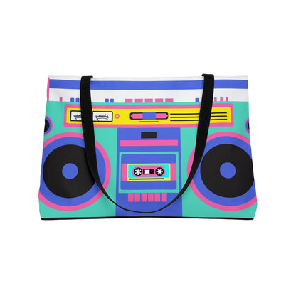 Retro Boom Box Weekender Tote Bag - Colorful Music Lover's Carryall for Travel & Beach