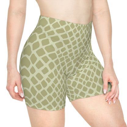 Light Green Animal Print Women's Biker Shorts