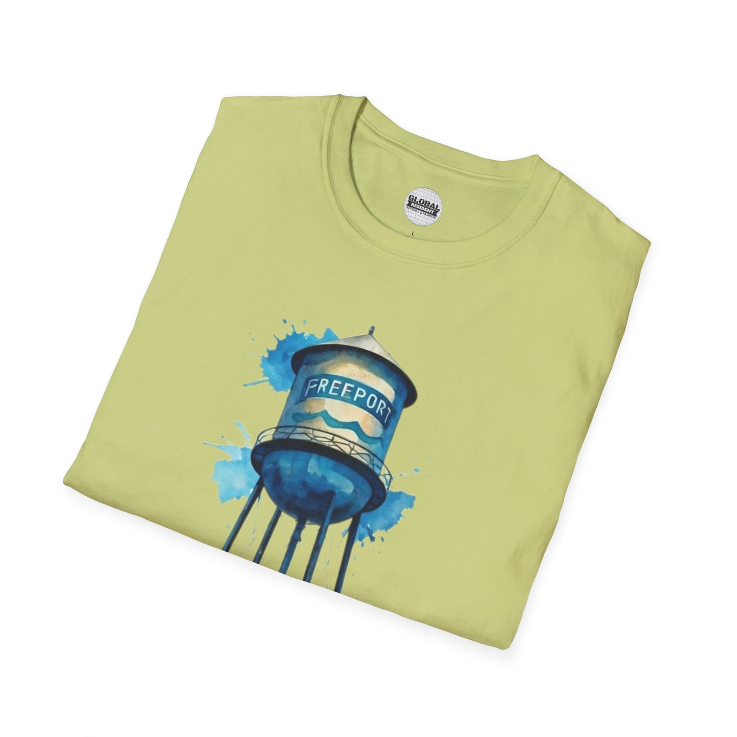 Freeport Water Tower Unisex Softstyle T-Shirt - Artsy Graphic Tee for Watercolor Lovers