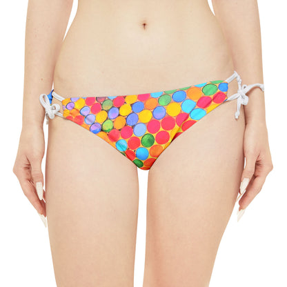 Cape Verdean Print Loop Tie Side Bikini Bottom