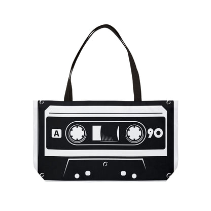 Vintage Cassette Weekender Tote Bag - Retro Music Lover's Carryall
