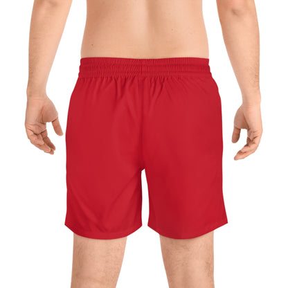 Red BW Stripe Swim Trunks