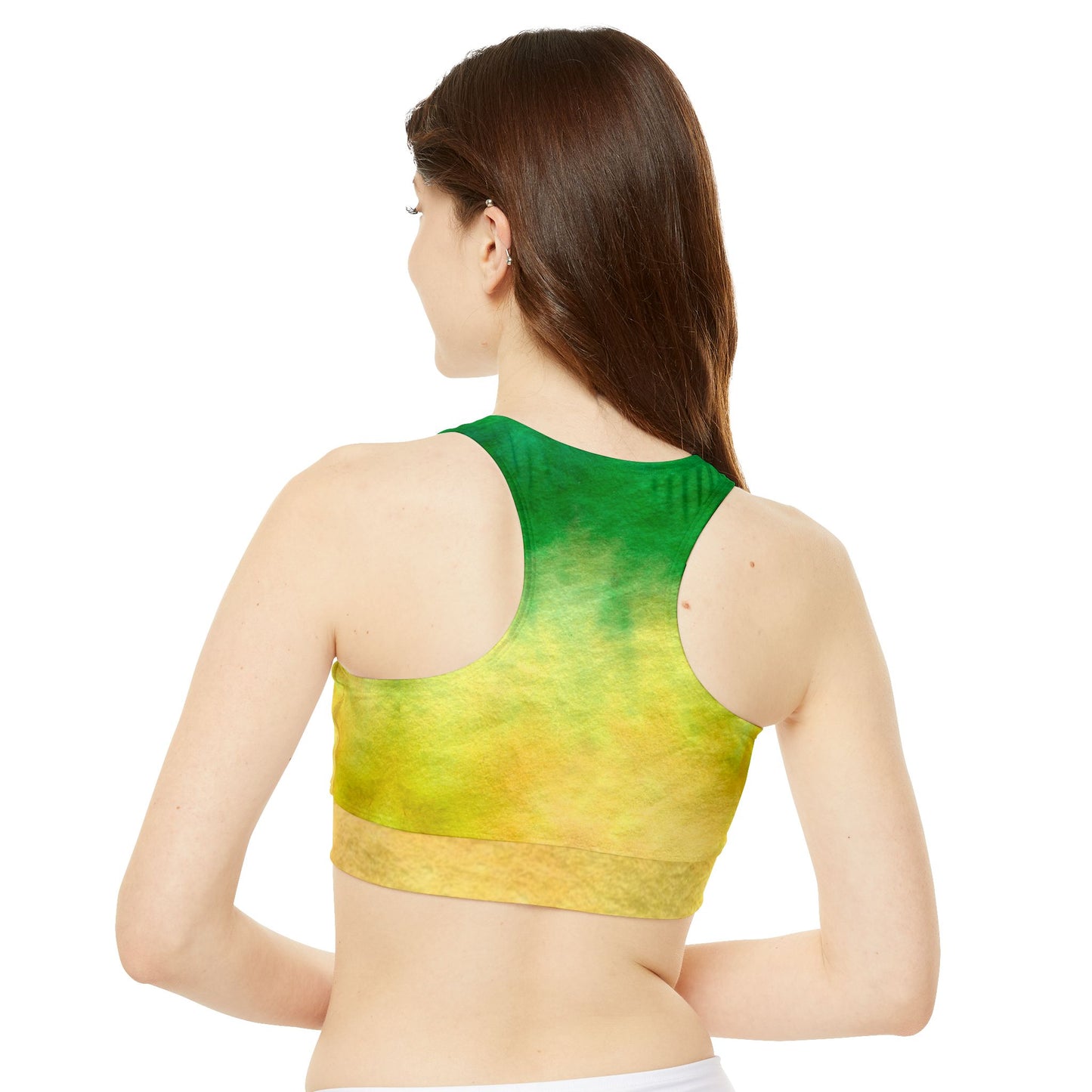 Yellow to Green Fade High Neck Crop Bikini Top